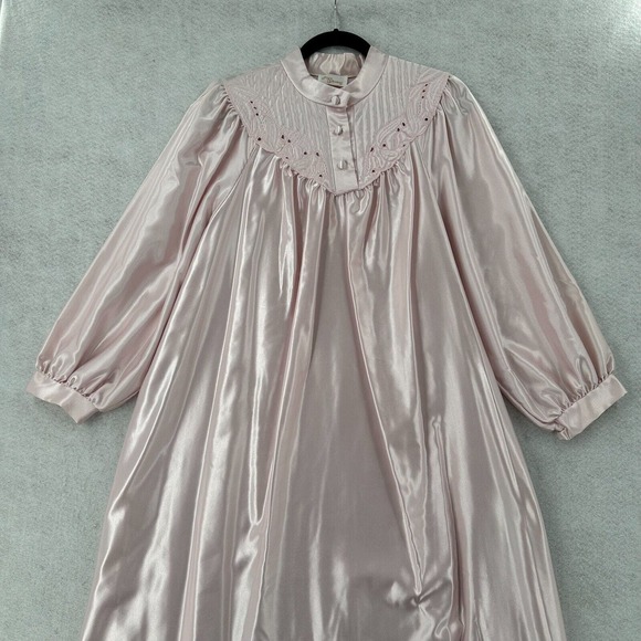 Vintage Ilise Elise Stevens Satin Ruffle Cottage Core Victorian Night Gown LARGE - Picture 8 of 16